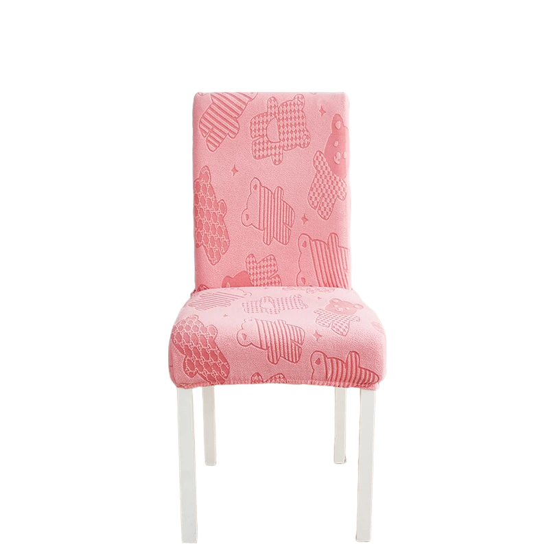 Chair Cover Pink Bear Design Anti Dirt Elastic Material For Dining Room Kitchen Slipcovers
