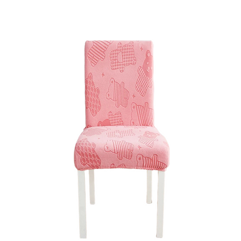 Chair Cover Pink Bear Design Anti Dirt Elastic Material For Dining Room Kitchen Slipcovers