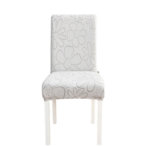 Chair Cover Light Grey Floral Design Anti Dirt Elastic Material For Dining Room Kitchen Wedding Hotel Banquet Restaurant Slipcovers