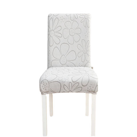 Chair Cover Light Grey Floral Design Anti Dirt Elastic Material For Dining Room Kitchen Wedding Hotel Banquet Restaurant Slipcovers