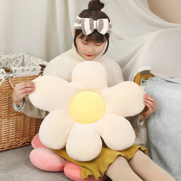 Plush Pillow White Pink Flower Shape Stuffed Soft Seat Cushion Decor 70 75Cm Cushions & Decorative Pillows