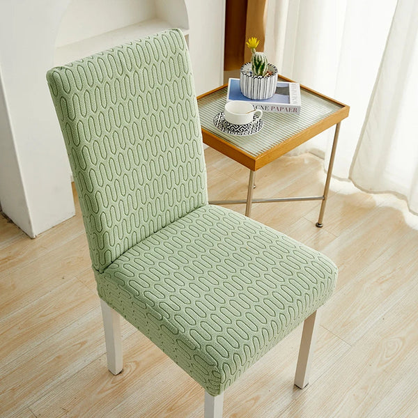 Chair Cover Light Green Wavey Lines Design Elastic Material For Garden Slipcovers