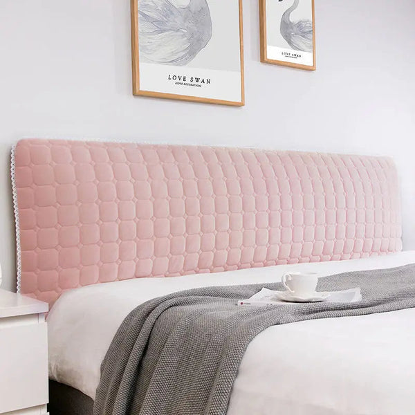 Headboard Cover Pink Cube Pattern Super Soft Smooth Quilted Velvet 100X70cm Headboards & Footboards