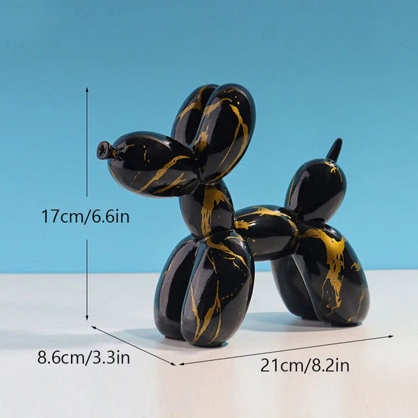 Figurine Nordic Balloon Dog Black With Gold Splatter For Living Room Decor Sculptures & Figurines