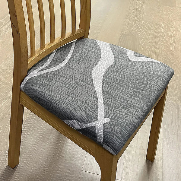 Chair Cover Grey Light Wave Linear Pattern Print Stretch Seat Slipcovers