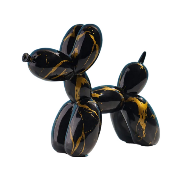 Figurine Nordic Balloon Dog Black With Gold Splatter For Living Room Decor Sculptures & Figurines