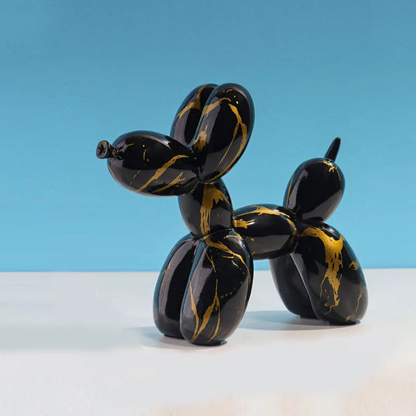 Figurine Nordic Balloon Dog Black With Gold Splatter For Living Room Decor Sculptures & Figurines