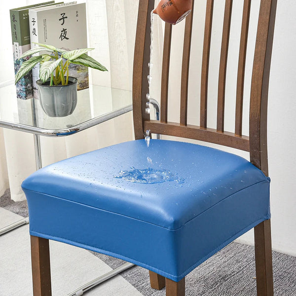 Chair Cover Blue Pu Leather Seat Slipcover For Kitchen Hotel Dining Living Room Slipcovers