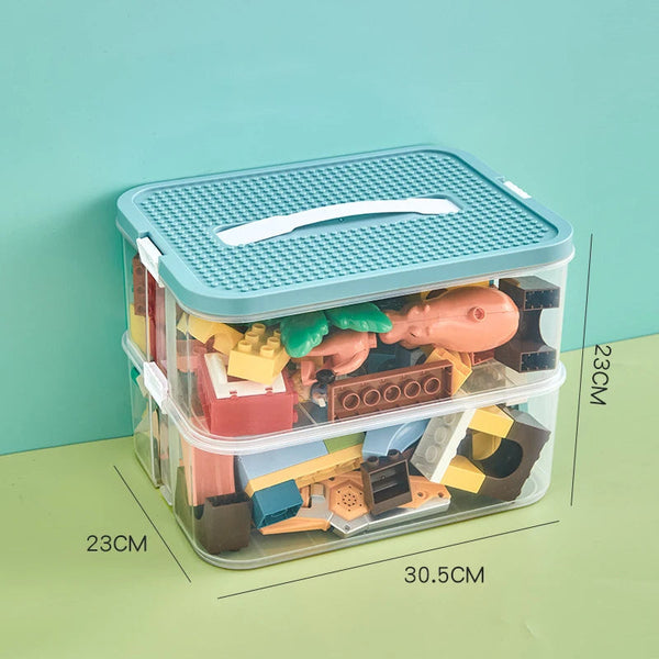 Storage Box Green Two Layers Stackable Organizer For Organisation Storage Boxes