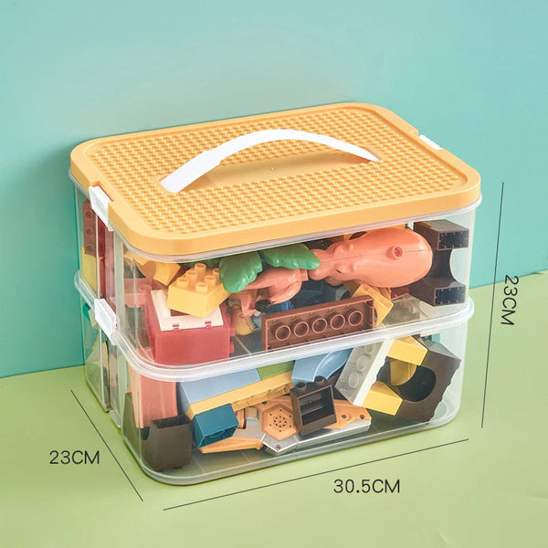 Storage Box Yellow Two Layers Stackable Organizer For Organisation Storage Boxes