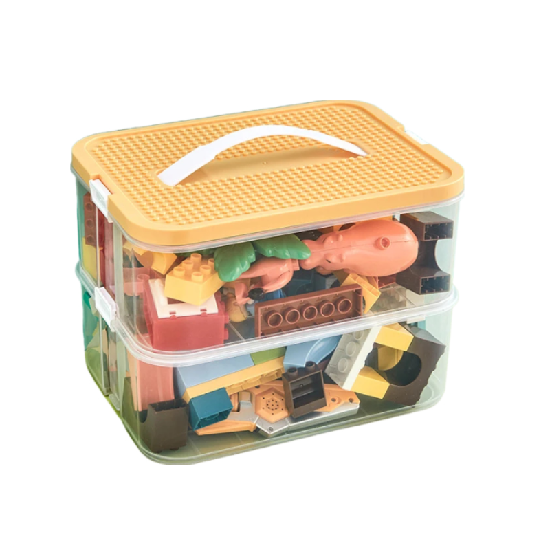 Storage Box Yellow Two Layers Stackable Organizer For Organisation Storage Boxes