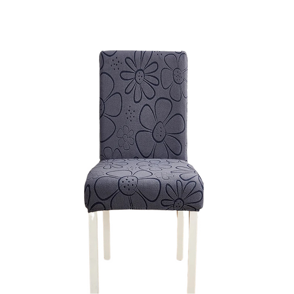 Chair Cover Dark Grey Floral Design With Anti Dirt Elastic Material For Slipcovers