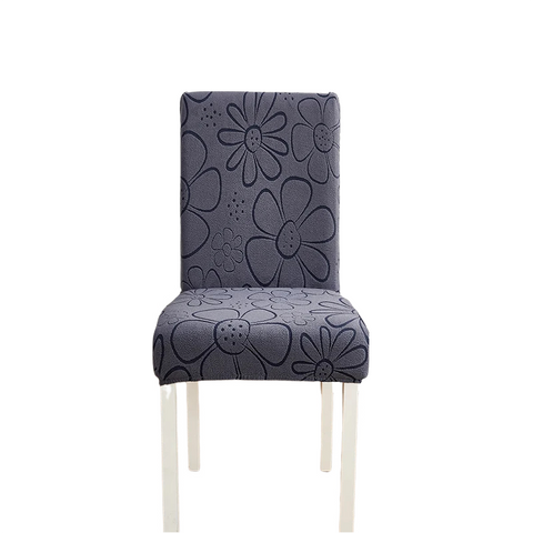 Chair Cover Dark Grey Floral Design With Anti Dirt Elastic Material For Slipcovers
