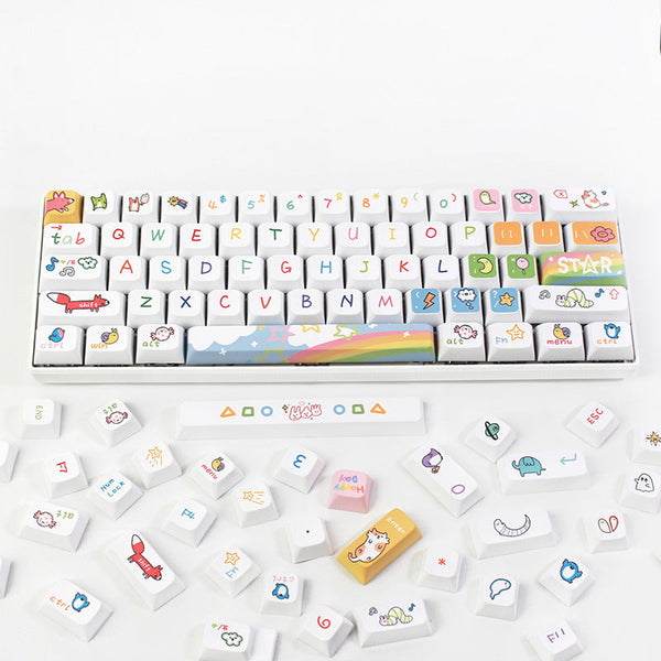 Keycap Keyboard Rainbow Animal Theme 127 Keys Custom Switch Clicks For Keyboards Keyboards & Keypads