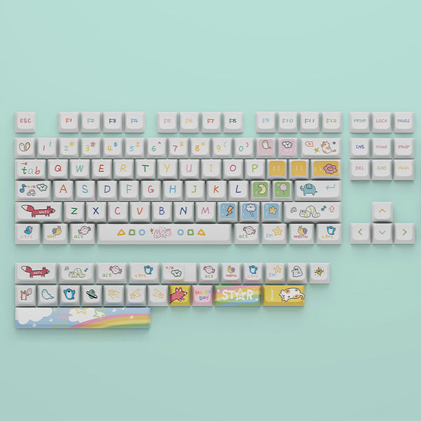 Keycap Keyboard Rainbow Animal Theme 127 Keys Custom Switch Clicks For Keyboards Keyboards & Keypads