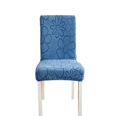 Chair Cover Blue Floral Design Anti Dirt Elastic Material For Dining Room Kitchen Slipcovers