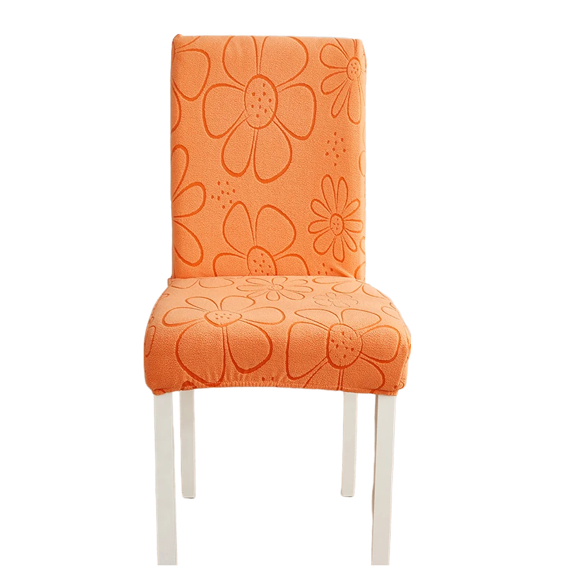 Chair Cover Orange Floral Design Anti Dirt Elastic Material For Dining Room Kitchen Slipcovers