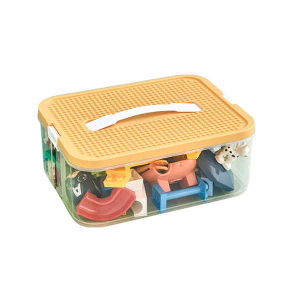 Storage Box Yellow One Layer With Handle Stackable Organizer Storage Boxes