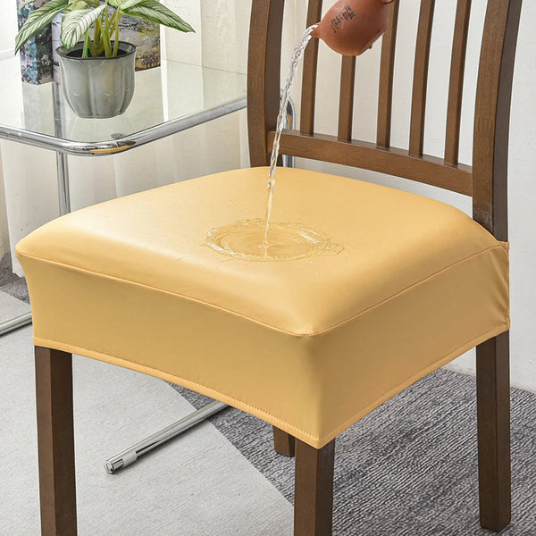 Chair Cover Yellow Pu Leather Seat Slipcover For Kitchen Hotel Banquet Dining Living Room Slipcovers