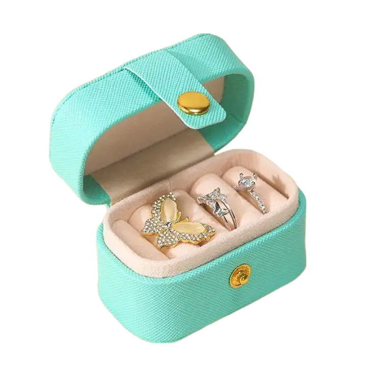 Veile Studios Jewelry Storage Mini Ring Box Portable Organizer Travel Gift Case Leather Holder Jewellery Holders & Organisers