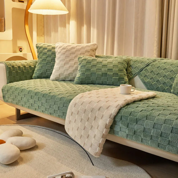 Sofa Towel Super Soft Green Velvet Plush Non Slip Sectional Covers Slipcovers
