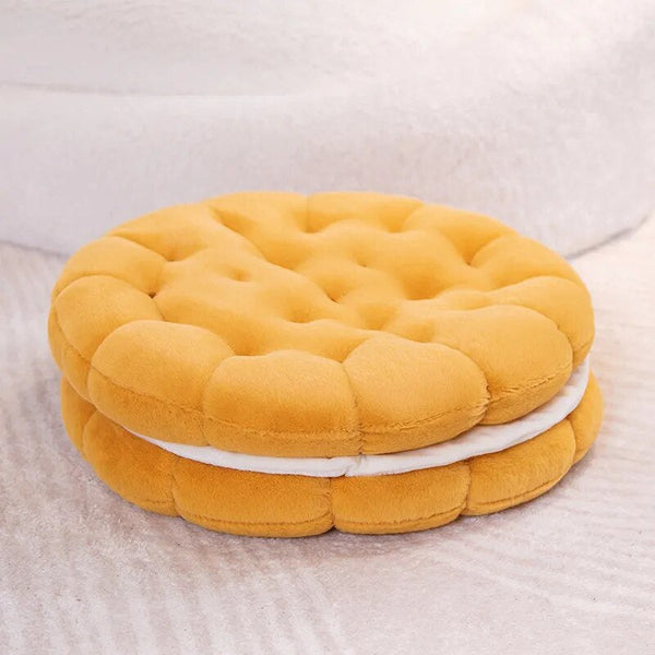 Plush Yellow Round Double Biscuit Shape Stuffed Soft Pillow Seat Cushion Decor Cushions & Decorative Pillows
