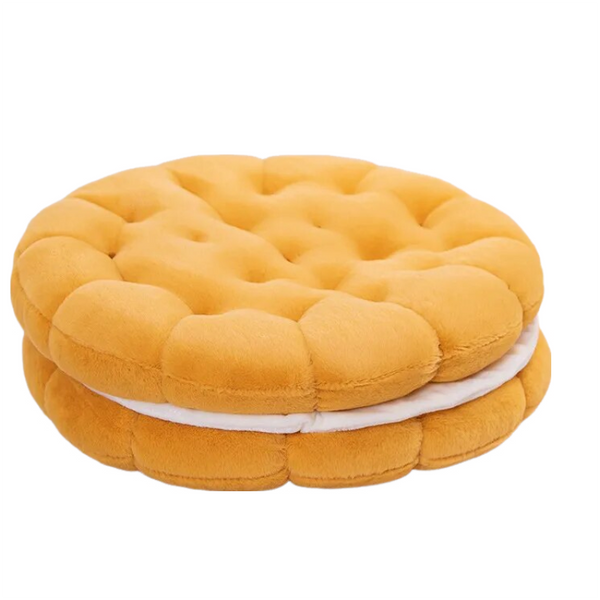 Plush Yellow Round Double Biscuit Shape Stuffed Soft Pillow Seat Cushion Decor Cushions & Decorative Pillows