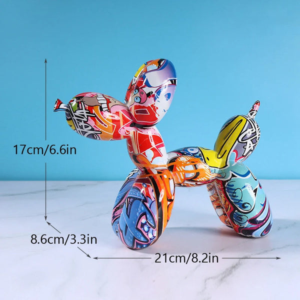 Home Figurine Nordic Balloon Dog Graffiti Resin For Living Room Decoration Accessories Sculptures & Figurines