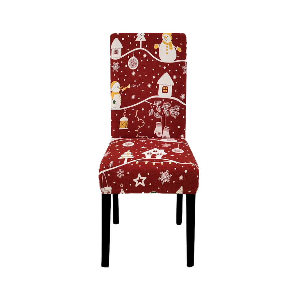 Maroon Festive Christmas Design Stretchable Dining Slipcover For Chairs Slipcovers