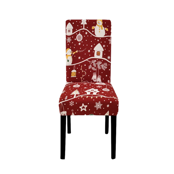 Maroon Festive Christmas Design Stretchable Dining Slipcover For Chairs Slipcovers