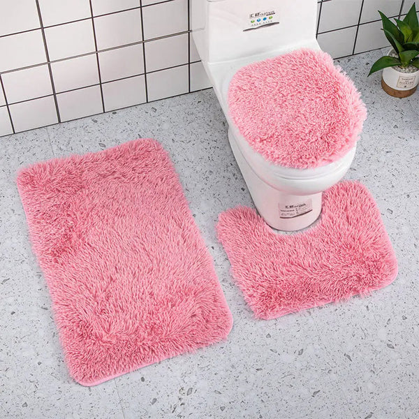 Bath Mat Set Pink Bathroom Silk Tie Dye Non Slip Rug Toilet Lid Cover Bath Mats Rugs & Toilet Covers