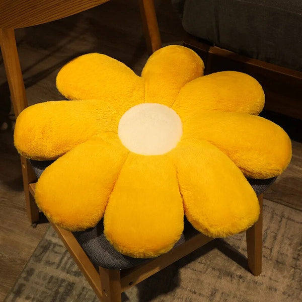 Plush Pillow Yellow White Flower Shape Stuffed Soft Seat Cushion Decor 50Cm Cushions & Decorative Pillows