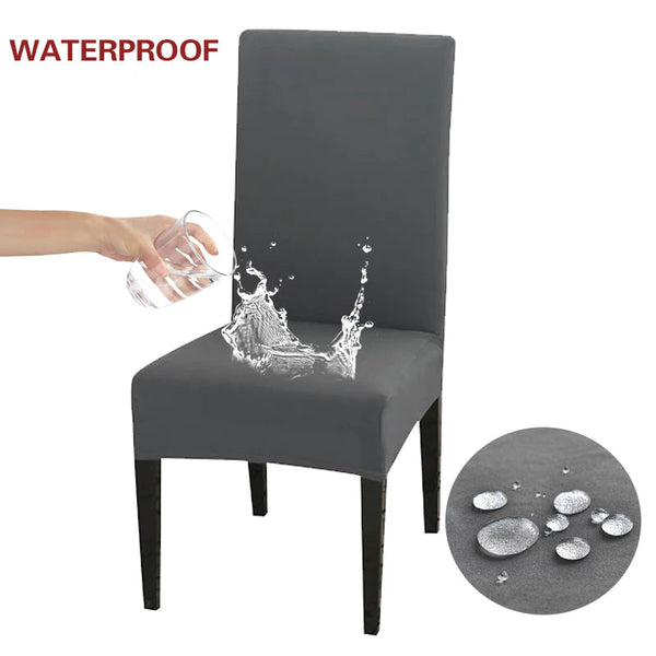Chair Cover Grey Anti Dirt Waterproof Elastic Material For Dining Room Kitchen Slipcovers