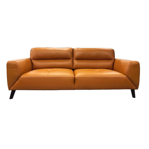 Downy Genuine Leather Sofa 3 Seater Upholstered Lounge Couch - Tangerine