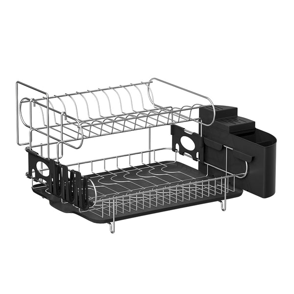 Cefito Dish Rack Drying Drainer Cup Holder Cutlery Tray Kitchen Organiser 2 Tier Sink Organisers