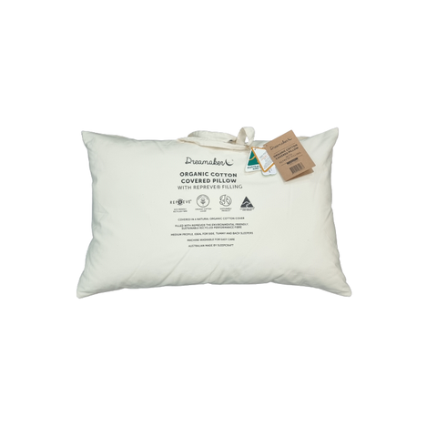 Dreamaker Organic Cotton Covered Pillow With Repreve
