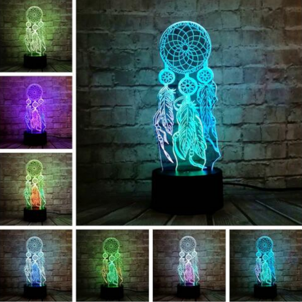 Dreamcatcher Mini 3D Lamp 7 Colour Changing Night Light Bedroom Decor Night Lights