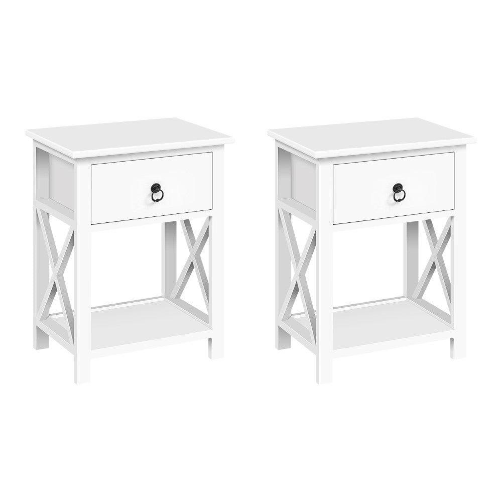 Artiss Set Of 2 Drawers Side Nightstand Lamp Chest Unit Cabinet Bedside Tables