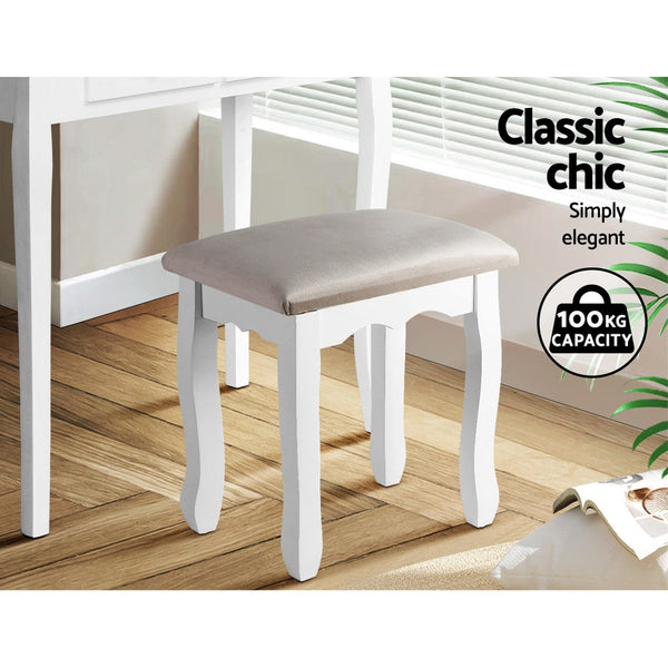 Dressing Tables Artiss Dressing Table Stool Makeup Chair Bedroom Vanity Velvet Fabric Grey