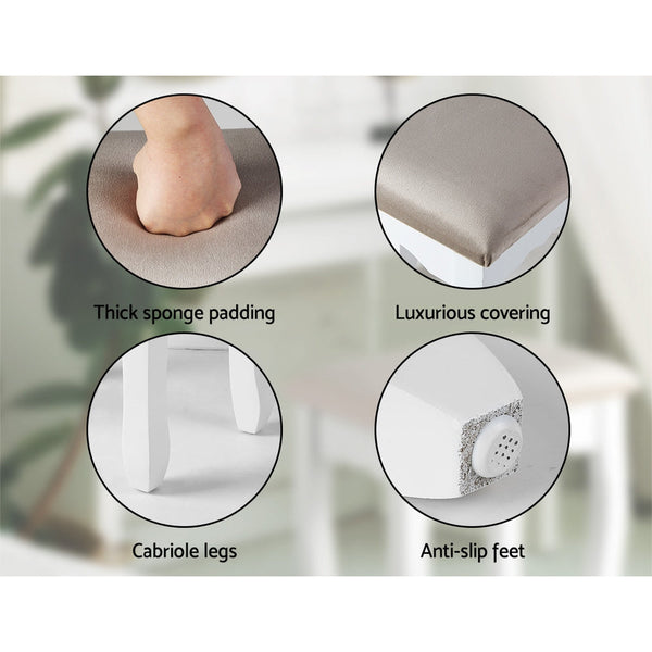 Dressing Tables Artiss Dressing Table Stool Makeup Chair Bedroom Vanity Velvet Fabric Grey