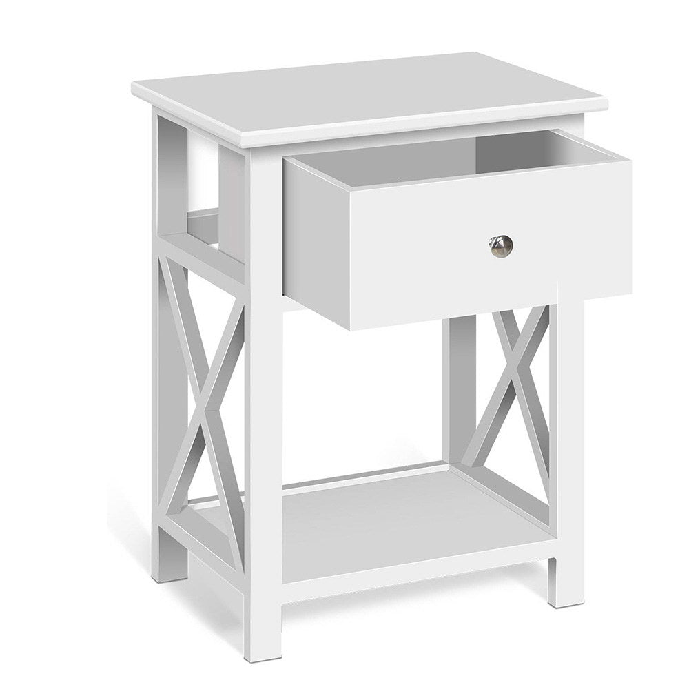 Artiss Bedside Table Coffee Side Cabinet Drawer White Bedside Tables