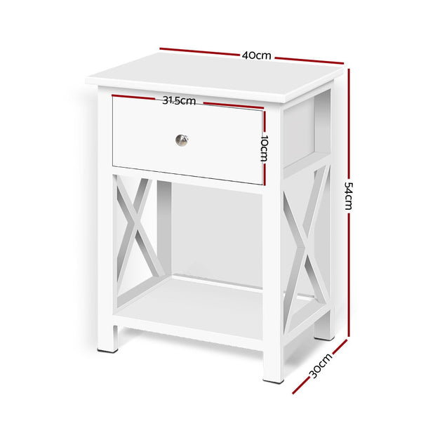 Artiss Bedside Table Coffee Side Cabinet Drawer White Bedside Tables