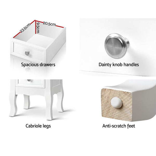 Artiss Drawers Side French Storage Cabinet Nightstand Lamp Bedside Tables