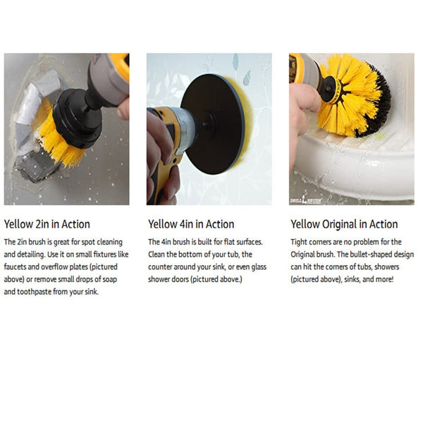 Drill Brush 3Pcs Scrub Attachment Kittime Saving Power Scrubber Cleaning For Car Bathroom Laundry Room Other Cleaning & Housekeeping