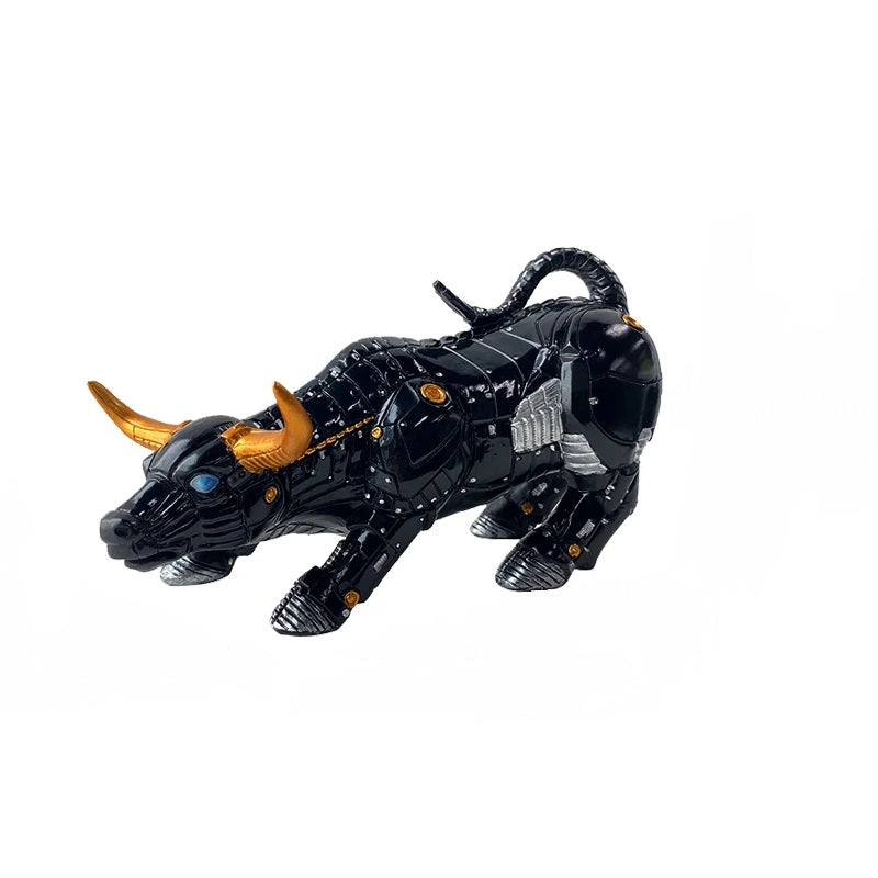 Home Figurine Black Mechanical Bull Resin Sculpture For Living Room Decoration Sculptures & Figurines
