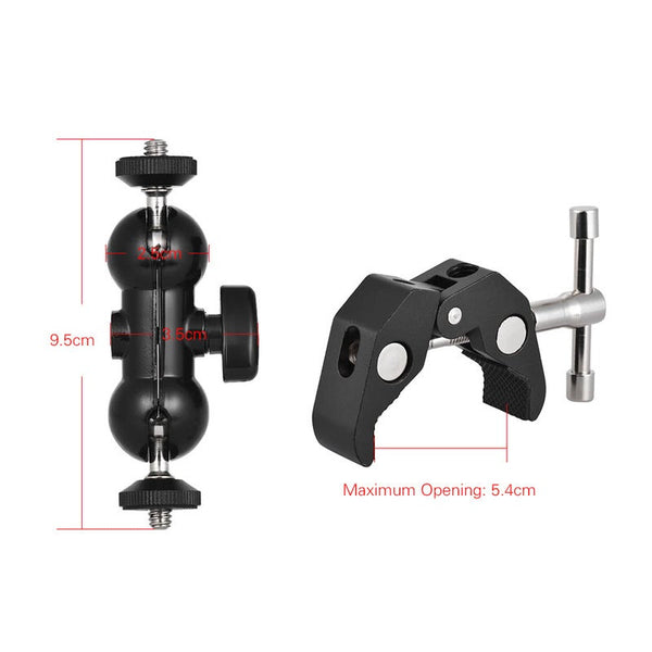 Metal Clamp Mount With 360 Ball Head Magic Arm 1/4" 3/8" Hole For Dslr Camera Other Cameras Accessories