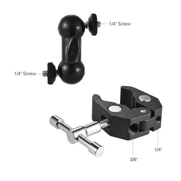 Metal Clamp Mount With 360 Ball Head Magic Arm 1/4" 3/8" Hole For Dslr Camera Other Cameras Accessories