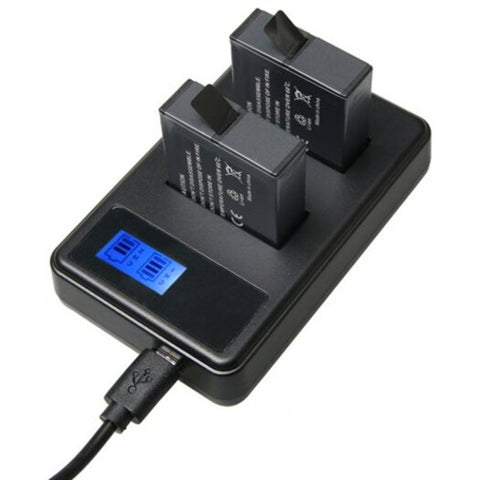 Dual Battery Charger With Lcd Power Display For Gopro Hero 5 / 6 Black
