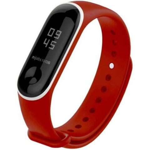 Dual Color Anit Lost Watch Strap Watchband For Xiaomi Mi Band 3 Red White Case