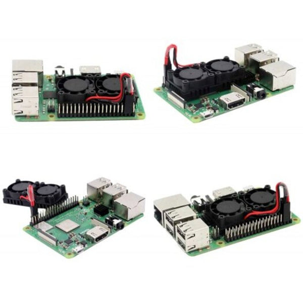 Dual Cooling Fan Kit For Raspberry Pi 3B / 2B Black Cpu Fans & Heat Sinks